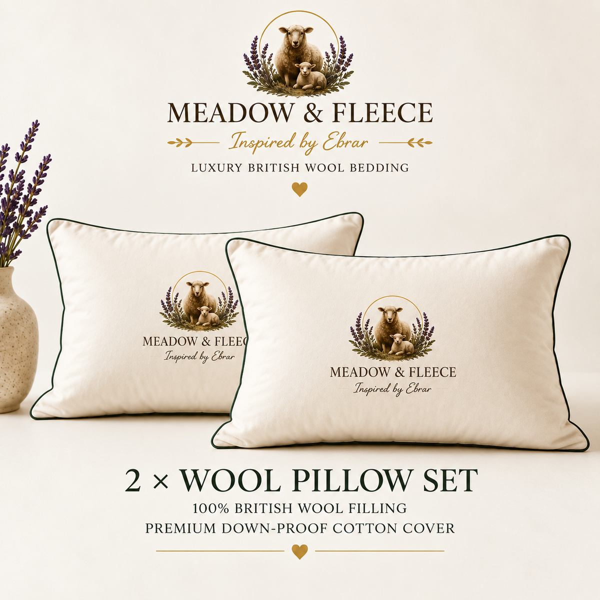 2 × Wool Pillow Set